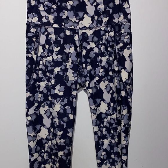 Old Navy Womens Active Go-Dry Elevate Compression Blue White Leggings Size Large - Picture 1 of 7